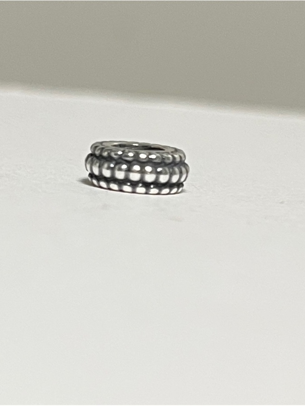 Stacked Beaded Silver Spacer Charm